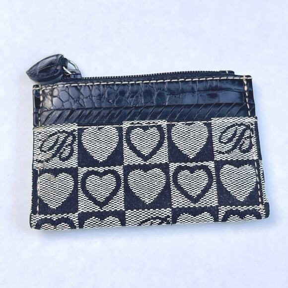 Brighton Black & White Checkered Heart Card Case Wallet - Picture 3 of 7